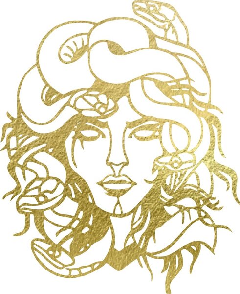 Obraz na stenu msdúza žena - MEDUSA GORGONA: Prírodná preglejka - Topoľ natural 35 x 30 cm 4091-61438 PR0423