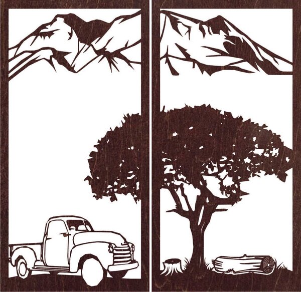 Vyrezávaný dvojdielny obraz na stenu príroda - BULISA: Prírodná preglejka - Topoľ natural 40 x 30 cm 4098-62038 PR0404