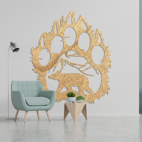 Obraz laba medveďa s horskou scenériou - SOPORTA: Preglejka Topoľ - Amber 3072 35 x 30 cm 4099-106260 PR0405