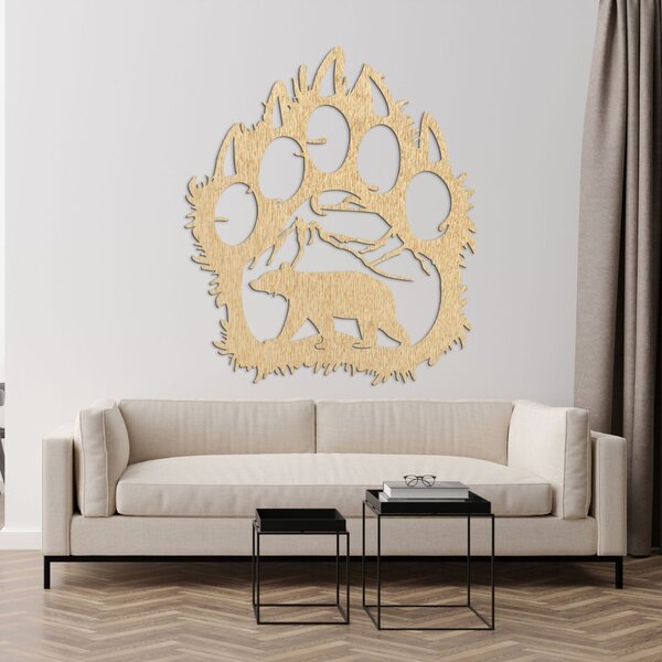 Obraz laba medveďa s horskou scenériou - SOPORTA: Preglejka Topoľ - Amber 3072 35 x 30 cm 4099-106260 PR0405