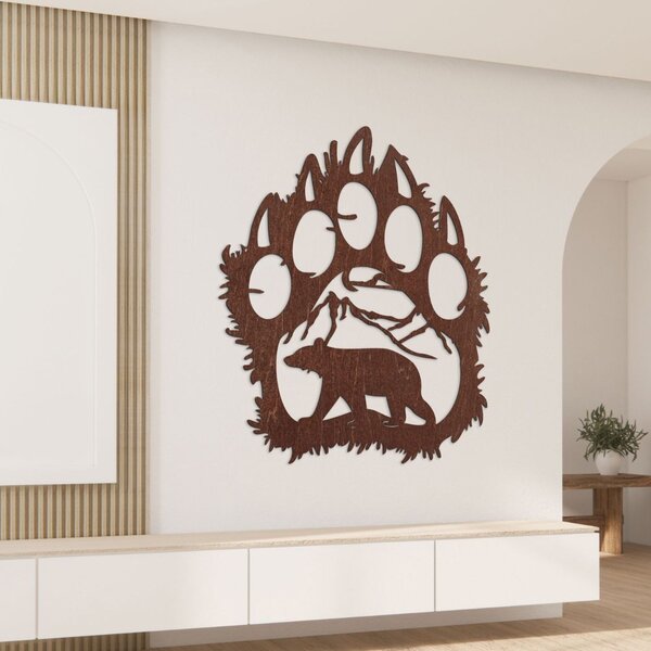 Obraz laba medveďa s horskou scenériou - SOPORTA: Preglejka Topoľ - Amber 3072 35 x 30 cm 4099-106260 PR0405