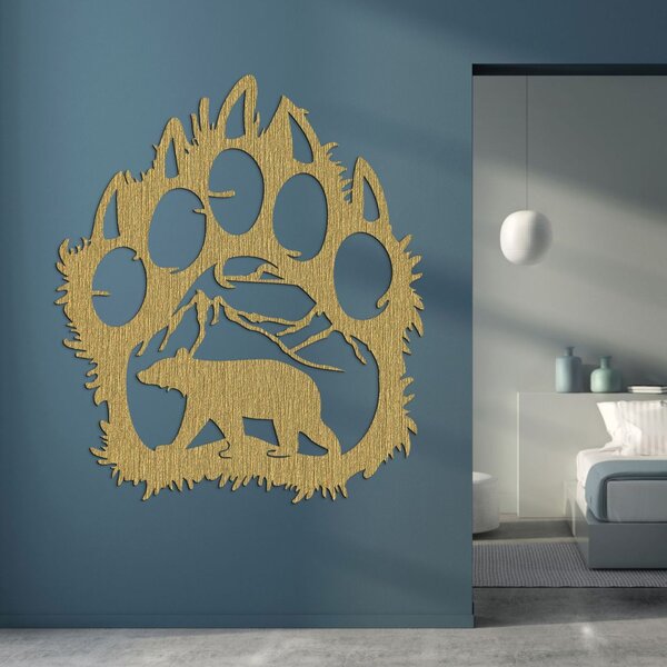 Obraz laba medveďa s horskou scenériou - SOPORTA: Preglejka Topoľ - Amber 3072 35 x 30 cm 4099-106260 PR0405