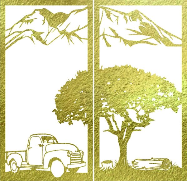 Vyrezávaný dvojdielny obraz na stenu príroda - BULISA: Prírodná preglejka - Topoľ natural 40 x 30 cm 4098-62038 PR0404