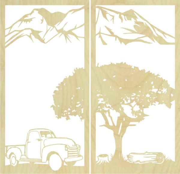 Vyrezávaný dvojdielny obraz na stenu príroda - BULISA: Prírodná preglejka - Topoľ natural 40 x 30 cm 4098-62038 PR0404