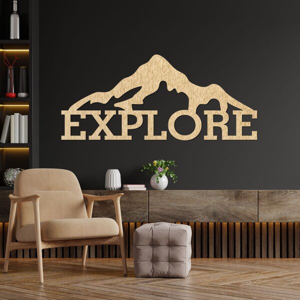 Vyrezávaný obraz z dreva hory - EXPLORE: Preglejka Topoľ - bez povrchovej úpravy 60 x 26 cm 4101-84086 PR0407