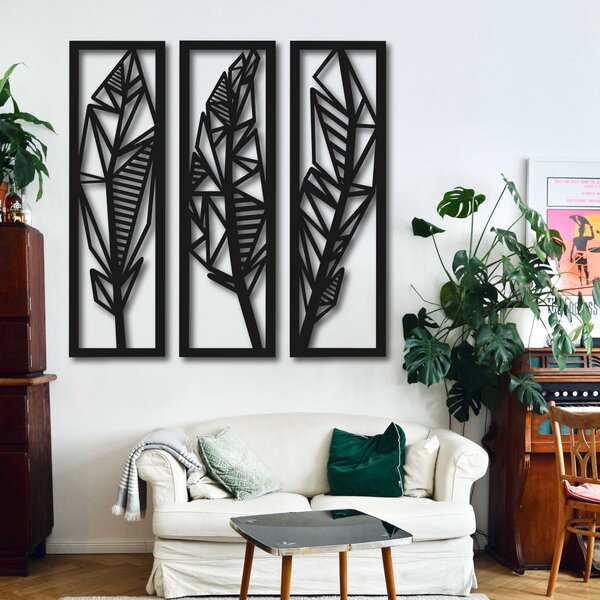 Moderný trojdielny obraz banánové listy - MUSACEAE: Prírodná preglejka - Topoľ natural Rozmer 40 x 40 cm 4110-62760 PR0432