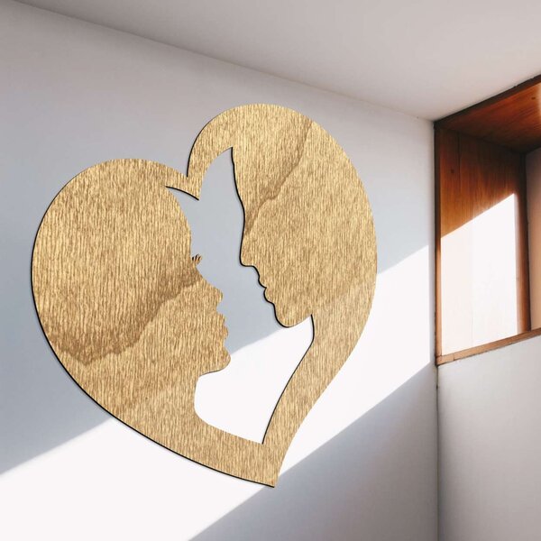Romantický obraz na stenu pár v srdci - LOVE YOU: Preglejka Topoľ - Honey 3071 30 cm 4114-102628 PR0436