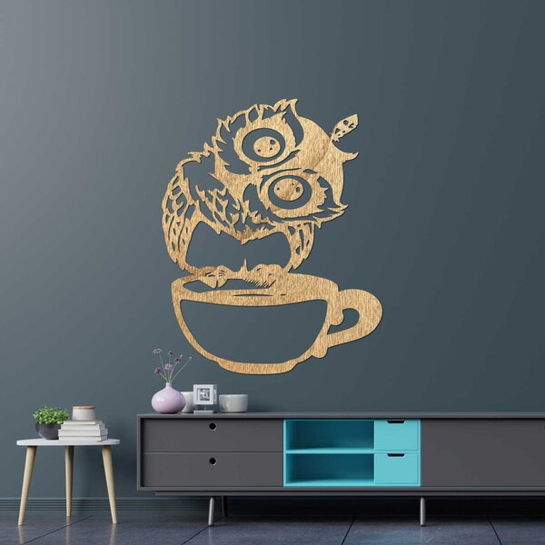 Roztomilý obraz na stenu sova v šálke | ROZALKA: Preglejka Topoľ - Honey 3071 40 x 50 cm 4116-79775 PR0438