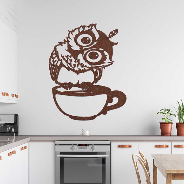 Roztomilý obraz na stenu sova v šálke | ROZALKA: Preglejka Topoľ - Honey 3071 40 x 50 cm 4116-79775 PR0438