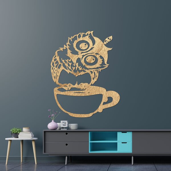 Roztomilý obraz na stenu sova v šálke | ROZALKA: Preglejka Topoľ - Honey 3071 40 x 50 cm 4116-79775 PR0438