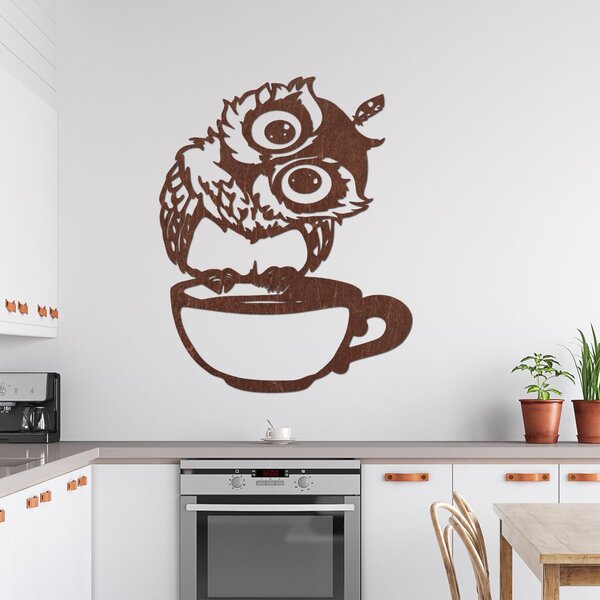 Roztomilý obraz na stenu sova v šálke | ROZALKA: Preglejka Topoľ - Honey 3071 40 x 50 cm 4116-79775 PR0438