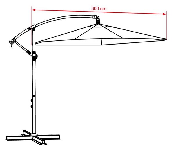Veľký polohovateľný slnečník AVENBERG SUNNY 300, priemer 3M, Béžová-smotanová