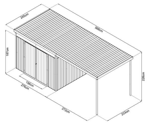 Záhradný domček so svetlíkmi Avenberg MAGNUS + prístavba 2.5 x 5.8 m - Premium