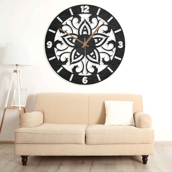 Drevené nástenné hodiny Mandala Harmónia| FION: Strieborné ručičky Prírodná preglejka - Topoľ natural 30 cm 4165-64336 PR0441