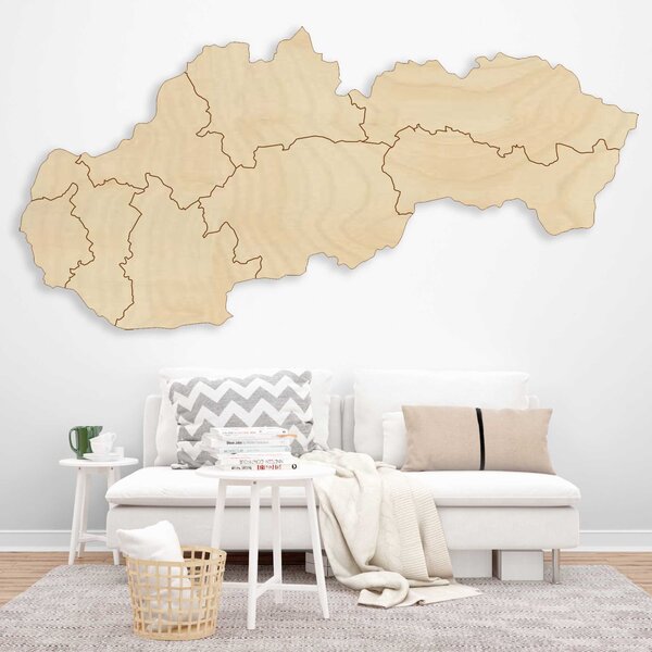 Drevená nástenná mapa Slovensko - 8 dielikov | SENTOP M001: Prírodná preglejka - Topoľ natural 45 x 90 cm 4179-65438 M001