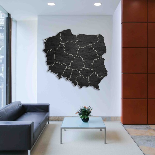 Drevená nástenná mapa Poľská republika - 16 dielikov | SENTOP M003: Preglejka - Silver farba Rozmer 60 x 60 cm 4181-65556 M003