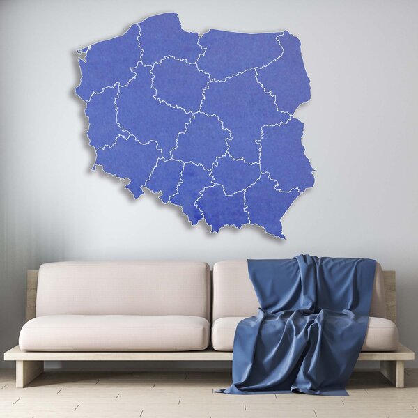 Drevená nástenná mapa Poľská republika - 16 dielikov | SENTOP M003: Preglejka - Silver farba Rozmer 60 x 60 cm 4181-65556 M003