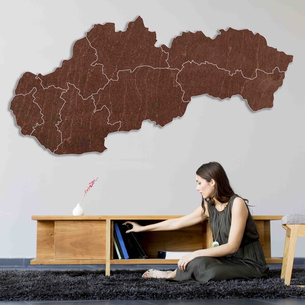 Drevená nástenná mapa Slovensko - 8 dielikov | SENTOP M001: Prírodná preglejka - Topoľ natural 45 x 90 cm 4179-65438 M001