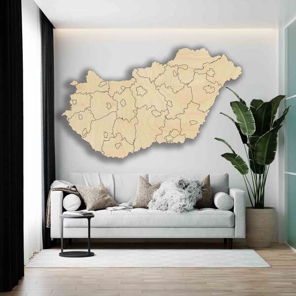 Drevená nástenná mapa Maďarsko - 40 dielikov | SENTOP M005: Prírodná preglejka - Topoľ natural 46 x 80 cm 4183-65721 M005