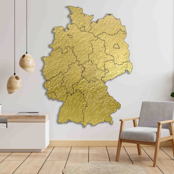 Drevená nástenná mapa Nemecko - 16 dielikov | DOUU: Prírodná preglejka - Topoľ natural 45 x 60 cm 4182-65631 M004