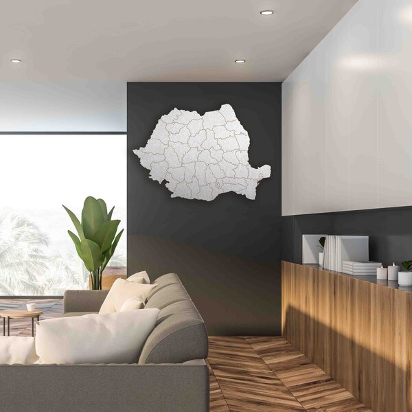 Drevená mapa na stenu Rumunsko - ROMA: Prírodná preglejka - Topoľ natural 40 x 58 cm 4184-65846 M006