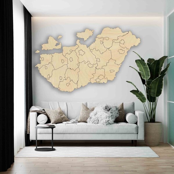 Drevená nástenná mapa Maďarsko - 40 dielikov | SENTOP M005: Prírodná preglejka - Topoľ natural 46 x 80 cm 4183-65721 M005