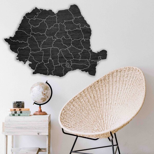 Drevená mapa na stenu Rumunsko - ROMA: Prírodná preglejka - Topoľ natural 40 x 58 cm 4184-65846 M006