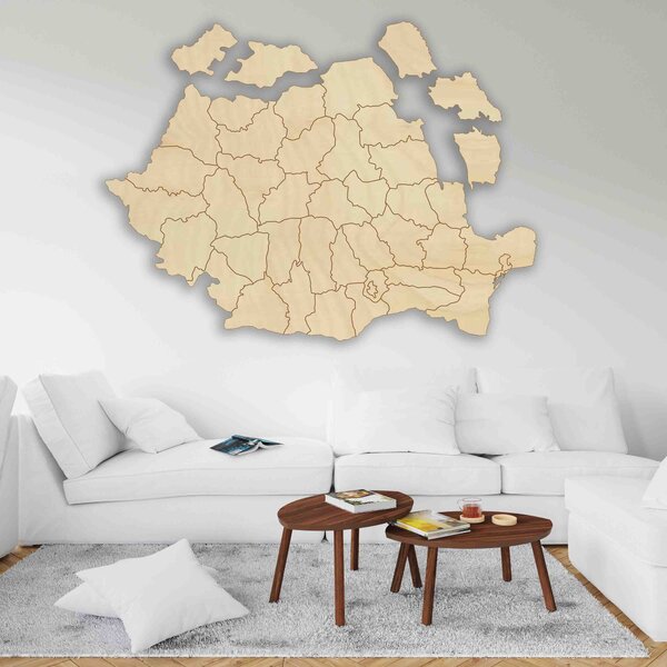 Drevená mapa na stenu Rumunsko - ROMA: Prírodná preglejka - Topoľ natural 40 x 58 cm 4184-65846 M006