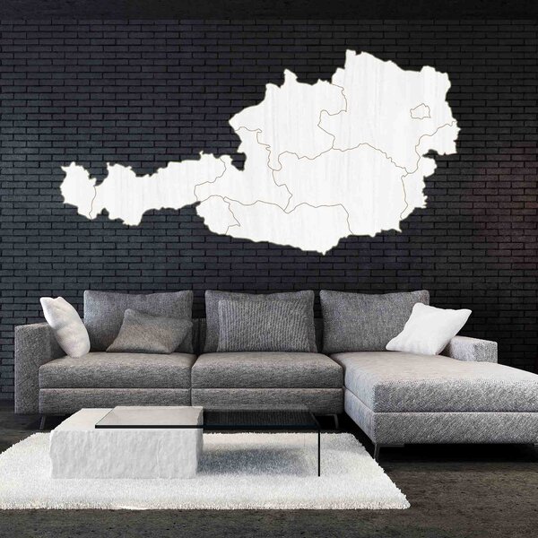 Drevená mapa na stenu Rakúsko - 10 ks | SENTOP M008: Preglejka - Biela farba 40 x 80 cm 4186-66103 M008