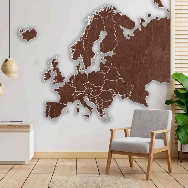 Drevená mapa na stenu Európa | SENTOP M009: Prírodná preglejka - Topoľ natural 40 x 50 cm 4187-66036 M009