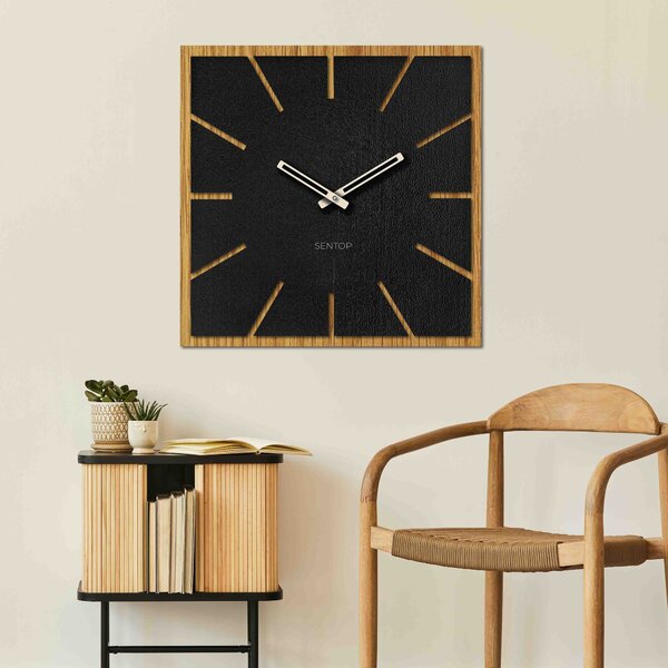 Veľké nástenné hodiny DUB - 30 - 50 cm | AKIL: Svetlé HDF - Dub HDF - čierna 30 cm 4197-70889 HDFK021