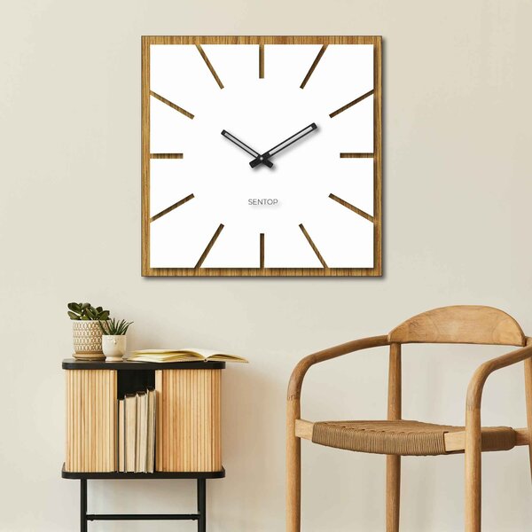 Veľké nástenné hodiny DUB - 30 - 50 cm | AKIL: Svetlé HDF - Dub HDF - čierna 30 cm 4197-70889 HDFK021