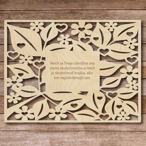 Drevená tabuľka s textom - odvážne sny - až 60 x 80 cm: 20 x 15 cm 4194-78105 T004