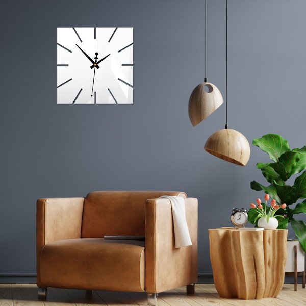 Nástenné hodiny minimalistický štvorcový dizajn - KAVARDI: Zrkadlo SILVER Čierne ručičky 30 cm 4202-105570 X0099