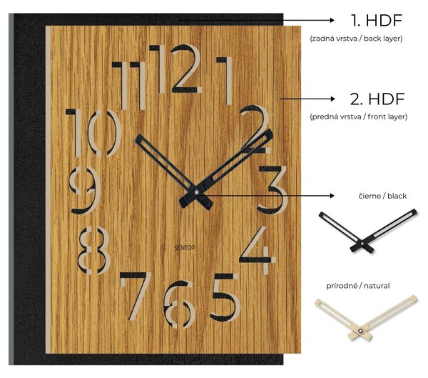 Drevené hodiny na stenu - Sentop | HDFK024 | dub: Svetlé HDF - Dub HDF - Dub 30 cm 4207-109162 HDFK024-dub