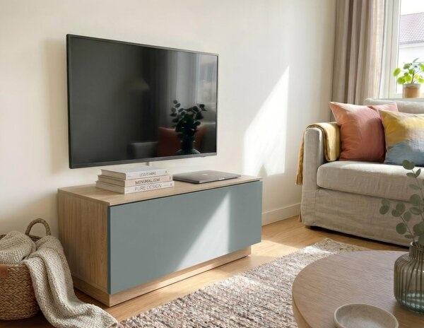 NÍZKA KOMODA, farba duba, šalviovozelená, 80/37,6/35 cm Livetastic - TV nábytok, Online Only