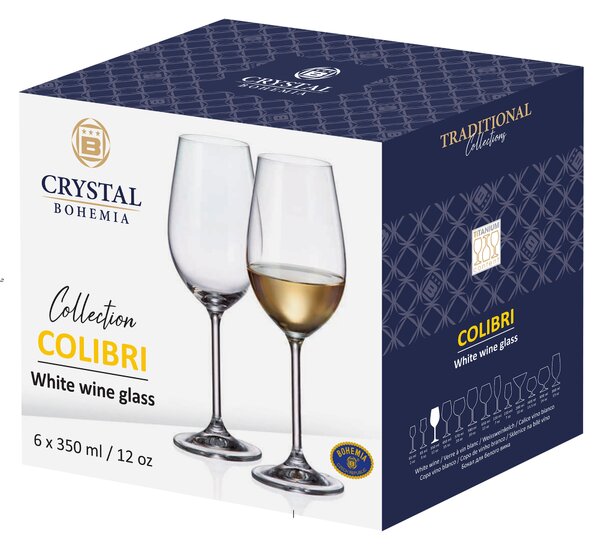Crystal Bohemia poháre na víno COLIBRI 350 ml 6 ks
