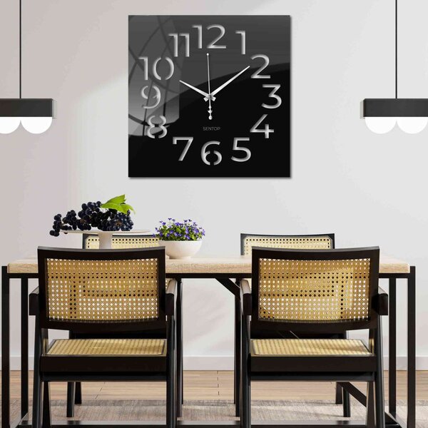 Hodiny na stenu štvorcové | PEMMA: Čierna Ral 9005 Čierne ručičky 30 cm 4209-107024 X0102