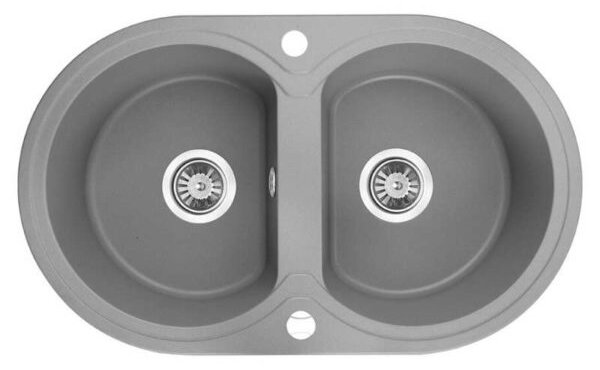 Laveo Dafne, 2-komorový granitový drez 780x470x204 mm, šedá, LAV-SBD_520T