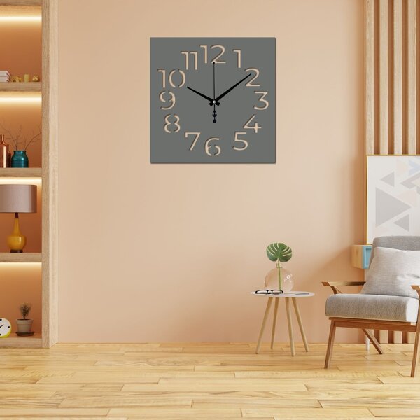 Hodiny na stenu štvorcové | PEMMA: Čierna Ral 9005 Čierne ručičky 30 cm 4209-107024 X0102
