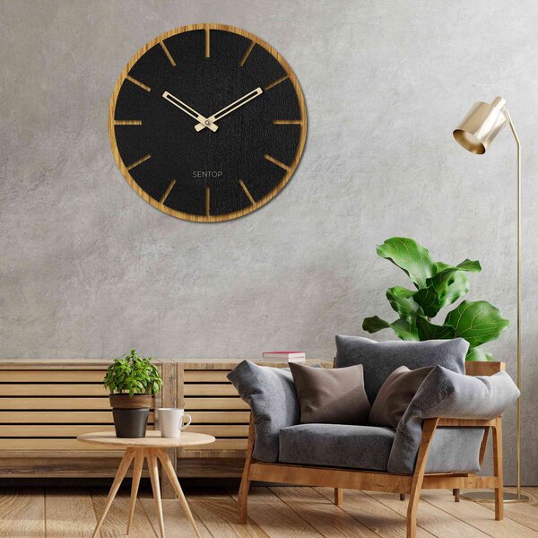 Nástenné hodiny z dreva |HUWE: Čierne HDF - Dub HDF - Dub 30 cm 4218-70835 HDFK026-dub