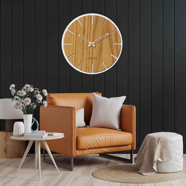Nástenné hodiny z dreva |HUWE: Čierne HDF - Dub HDF - Dub 30 cm 4218-70835 HDFK026-dub