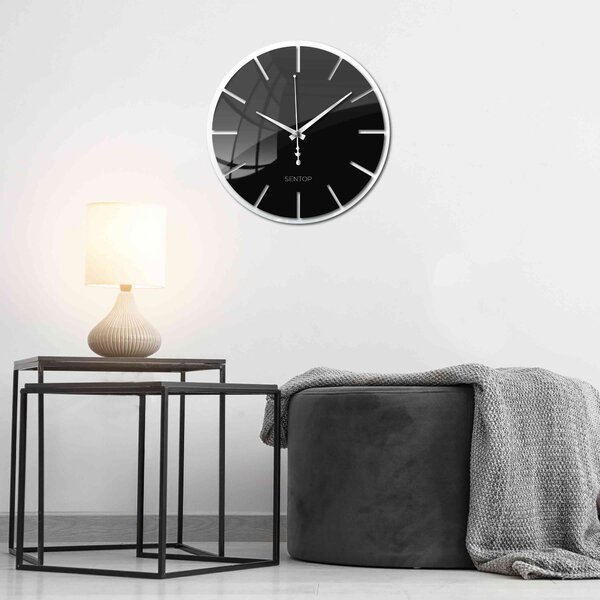 Hodiny na stenu z plexiskla dvojvrstvové | HEDVIG: Strieborné ručičky Biela Biela 30 cm 4219-69955 X0105