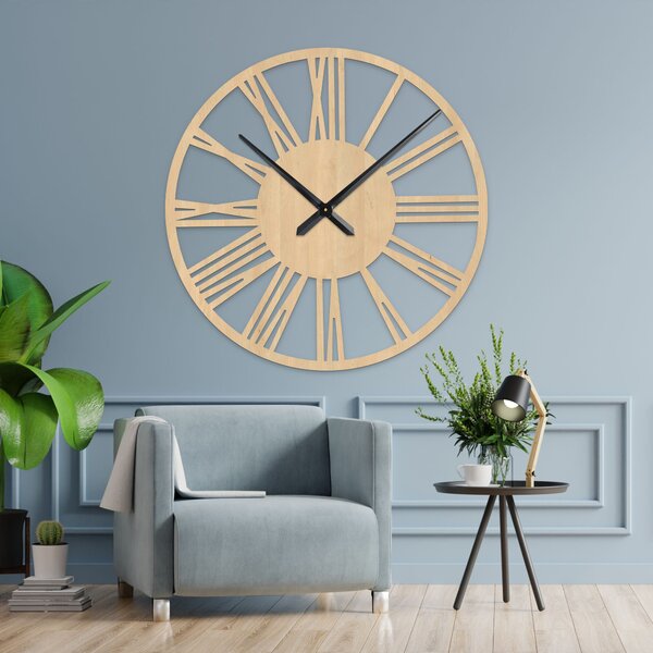 Elegantné veľké rímske hodiny na stenu | RONI: HDF - čierna 80 cm 4223-75965 HDFK027