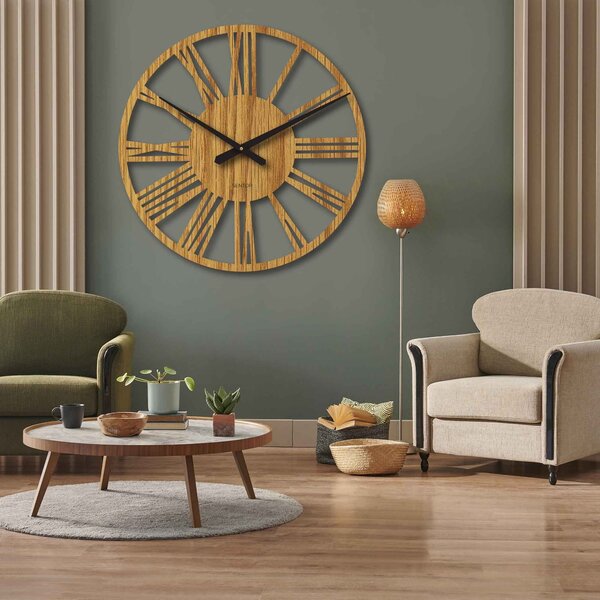 Elegantné veľké rímske hodiny na stenu | RONI: HDF - čierna 80 cm 4223-75965 HDFK027