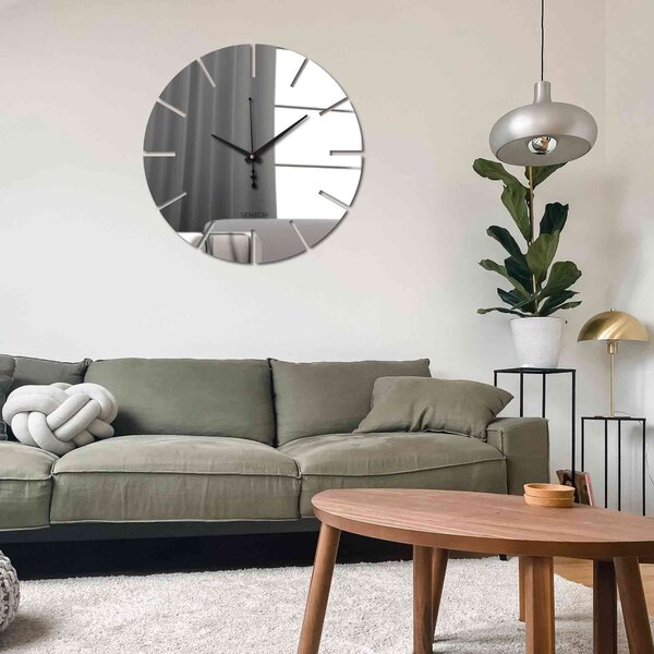 Hodiny na stenu z plexiskla farebné - APLEND: Šedá kovová Ral 7005 Strieborné ručičky 30 cm 4220-70063 X0106