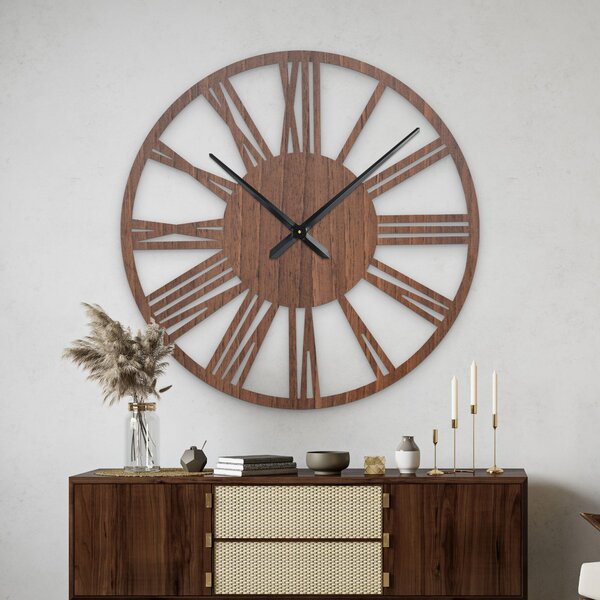 Elegantné veľké rímske hodiny na stenu | RONI: HDF - čierna 80 cm 4223-75965 HDFK027
