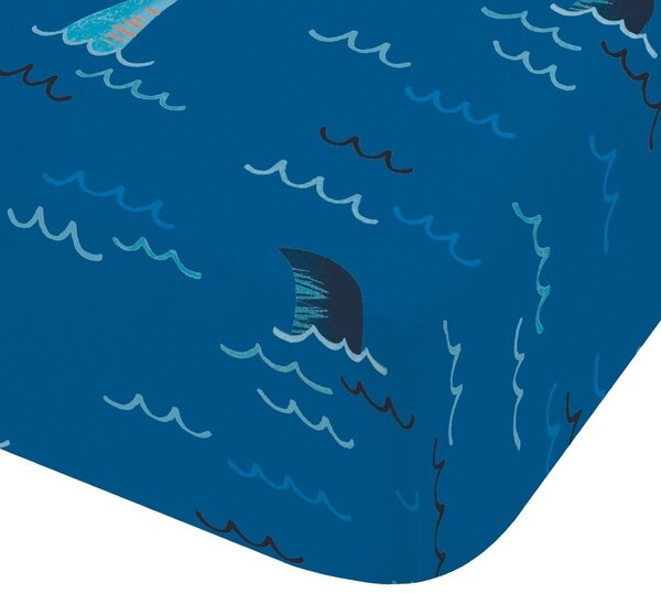 Modrá napínacia detská plachta na jednolôžko 90x190 cm Jawsome Shark – Catherine Lansfield