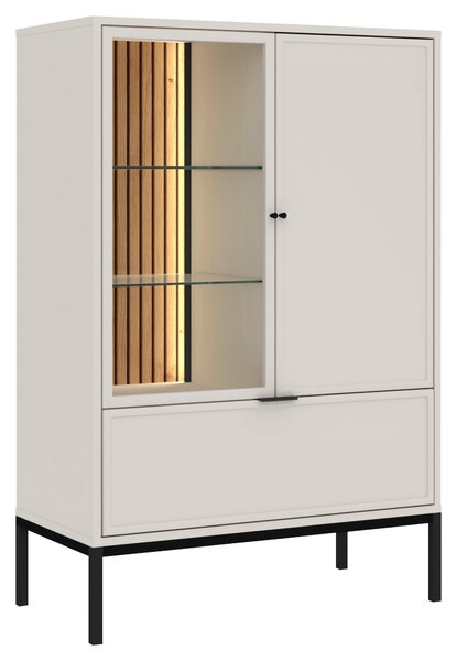 VITRÍNA, čierna, kašmírová, 76/115,5/40 cm MID.YOU - Sklenené vitríny, Online Only