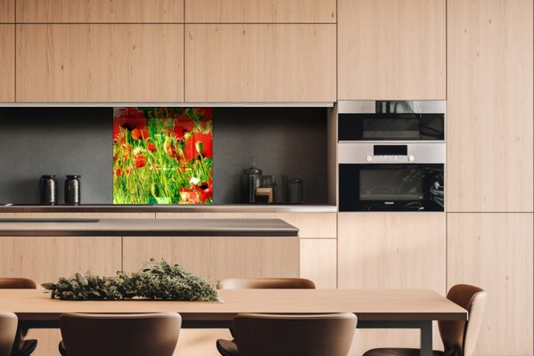DIMEX | Plexisklo za kuchynskú linku PGT-06060-028 | 60 x 60 cm Červené vlčie maky